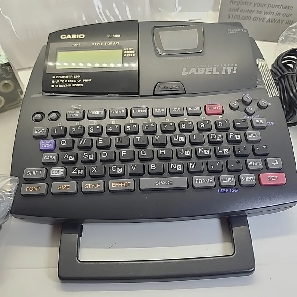Vintage Casio Label It! KL-8100PLUS Printer Sharp Wizard OZ-630 Organizer Bundle